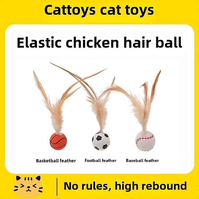 AEELLEEA-Cat Feather Toy Balls 3Pcs Interactive Sports Shape Kitten Play Balls Indoor Cat Entertainment Toys