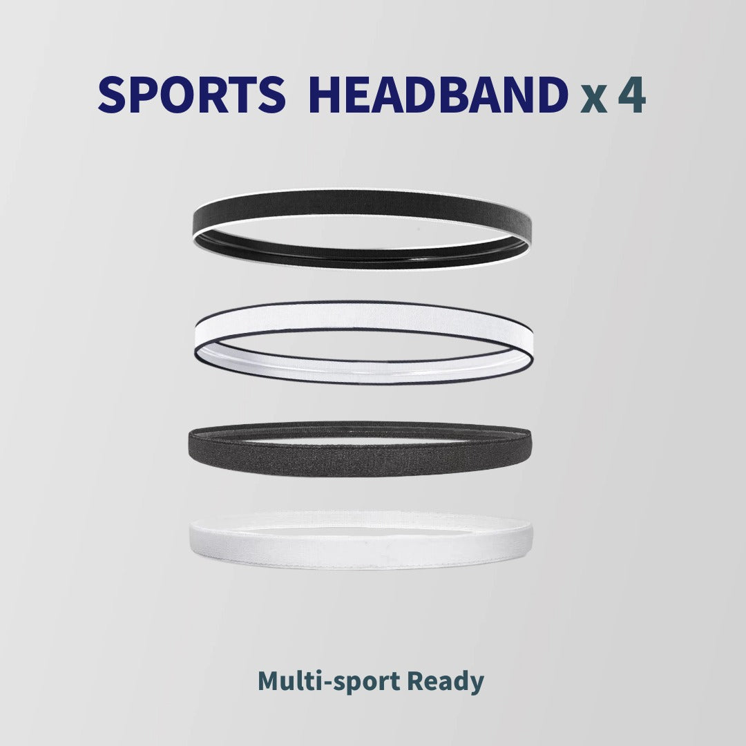 AEELLEEA-4 Pack Sports Headbands, Soft Stretchy Sweat Absorbent Workout Headbands for Running Yoga Fitness, Unisex Non Slip Elastic Hairbands