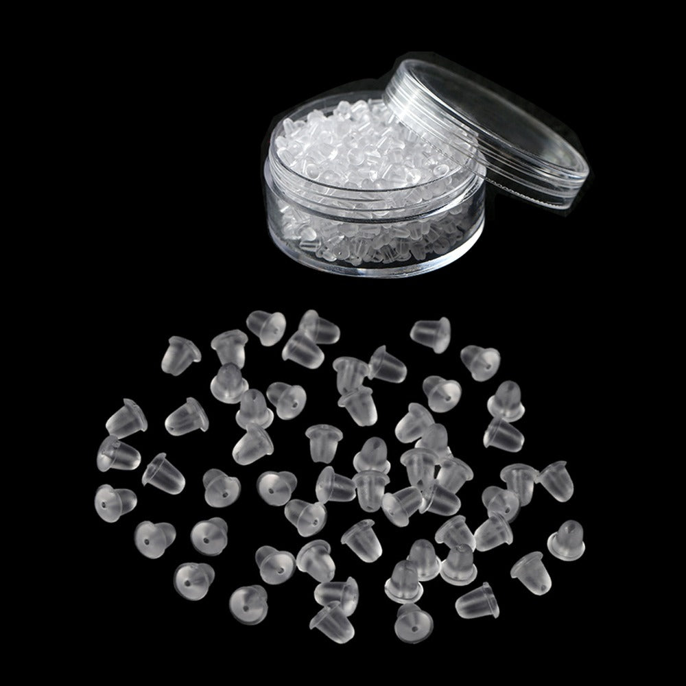 AEELLEEA-100Pcs Clear Silicone Earring Backs, Soft Hypoallergenic Earring Stoppers, Replacement Secure Earring Backings for Stud Earrings