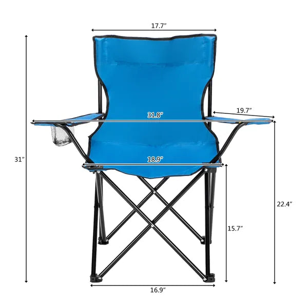 Portable Folding Camping Chair 31.5×19.7×19.7in, 600D Oxford Steel Frame, 230lbs Load, Outdoor Beach Fishing Chair with Carry Bag