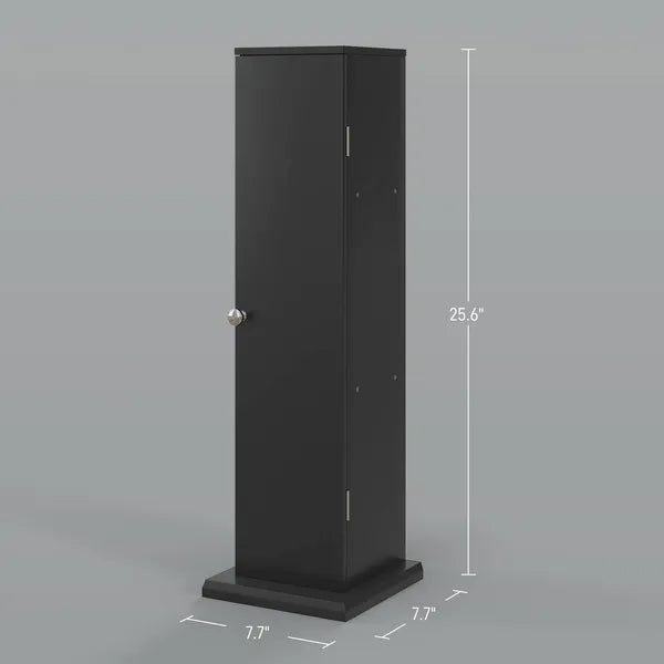 Aeelleea Tall Narrow Storage Cabinet, 7.7×7.7×25.6 Inch Black Freestanding Slim Cabinet with Single Door for Bathroom Bedroom