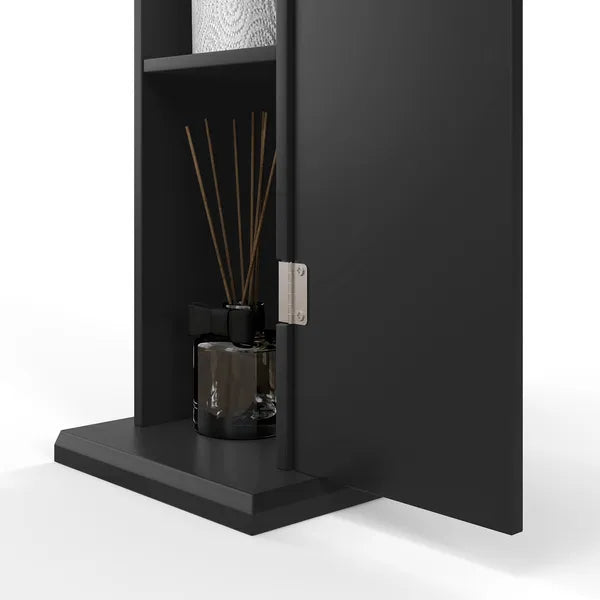 Aeelleea Tall Narrow Storage Cabinet, 7.7×7.7×25.6 Inch Black Freestanding Slim Cabinet with Single Door for Bathroom Bedroom