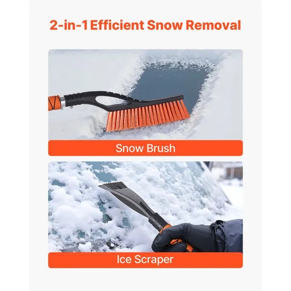Aeelleea 27 Inch Detachable Car Snow Brush & Ice Scraper, Aluminum Pole, Foam Grip, Scratch Resistant Bristles for Car Truck SUV RV Windshield