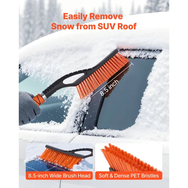 Aeelleea 27 Inch Detachable Car Snow Brush & Ice Scraper, Aluminum Pole, Foam Grip, Scratch Resistant Bristles for Car Truck SUV RV Windshield