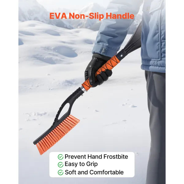 Aeelleea 27 Inch Detachable Car Snow Brush & Ice Scraper, Aluminum Pole, Foam Grip, Scratch Resistant Bristles for Car Truck SUV RV Windshield