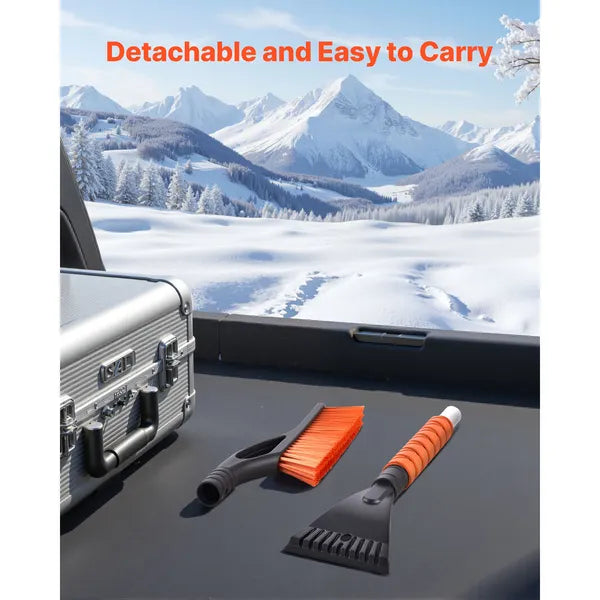 Aeelleea 27 Inch Detachable Car Snow Brush & Ice Scraper, Aluminum Pole, Foam Grip, Scratch Resistant Bristles for Car Truck SUV RV Windshield