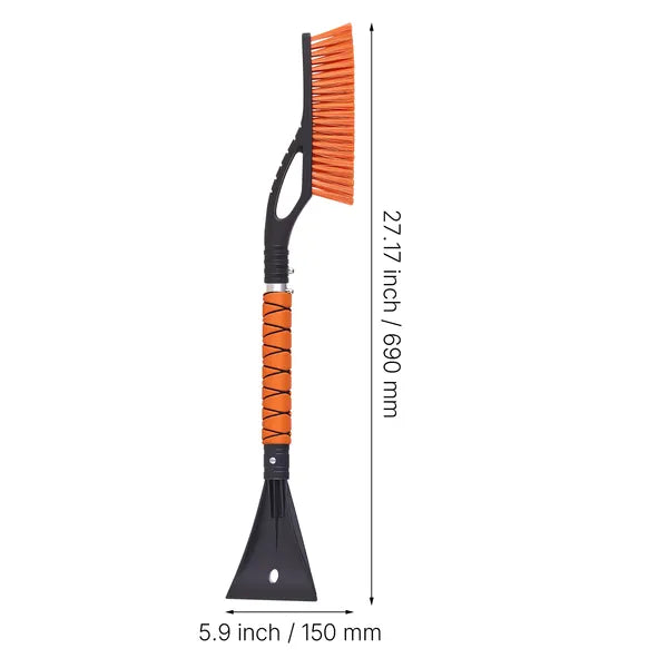 Aeelleea 27 Inch Detachable Car Snow Brush & Ice Scraper, Aluminum Pole, Foam Grip, Scratch Resistant Bristles for Car Truck SUV RV Windshield