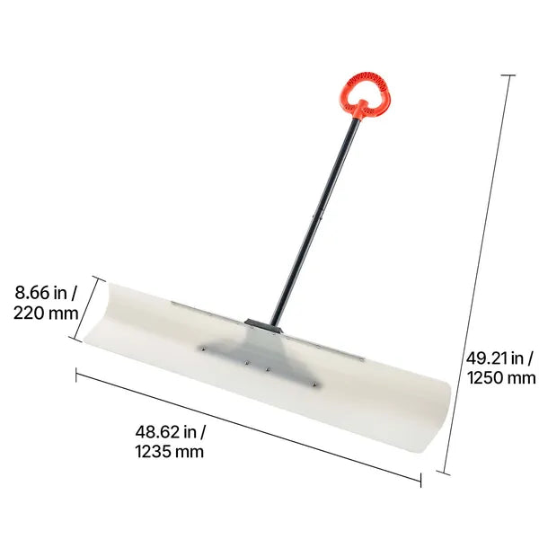 48 Inch Outdoor Snow Pusher Shovel, HDPE Blade Ergonomic D-Grip Handle Winter Snow Removal Tool for Driveway Sidewalk Yard