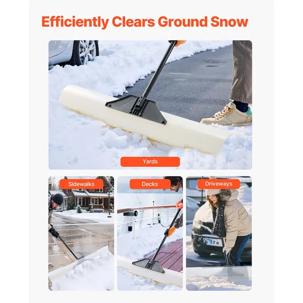 48 Inch Outdoor Snow Pusher Shovel, HDPE Blade Ergonomic D-Grip Handle Winter Snow Removal Tool for Driveway Sidewalk Yard