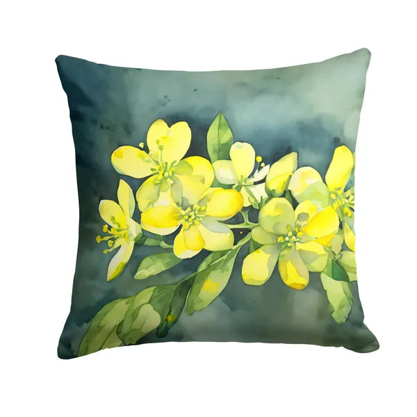 Aeelleea South Carolina Yellow Jessamine Watercolor Pillow 18x18 Machine Washable