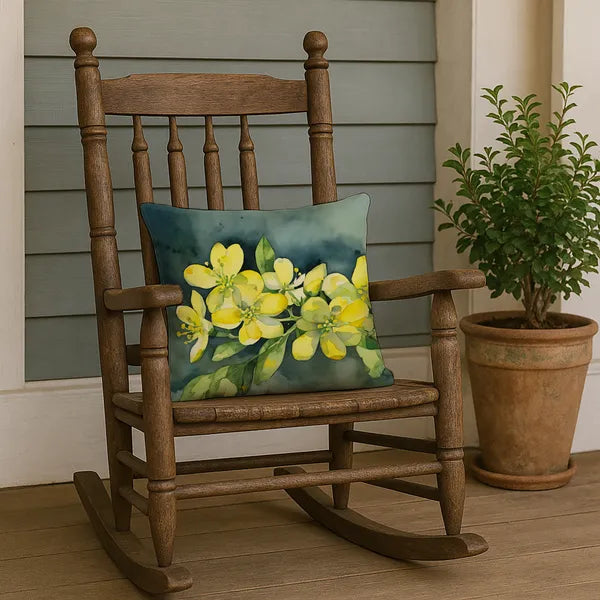 Aeelleea South Carolina Yellow Jessamine Watercolor Pillow 18x18 Machine Washable