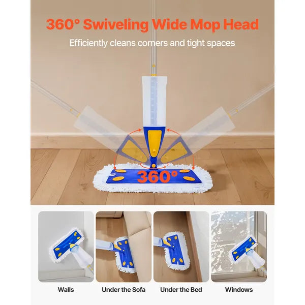 Spray Mop with 3 Washable Pads, 27oz Refillable Water Tank, Wet & Dry Floor Mop for Tile, Vinyl & Wood, Home & Commercial Use