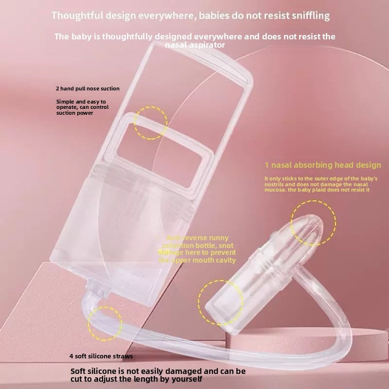 AEELLEEA-Manual Nasal Aspirator with Anti-Backflow Design Soft Silicone Tip Portable Nose Cleaner for Babies and Toddlers