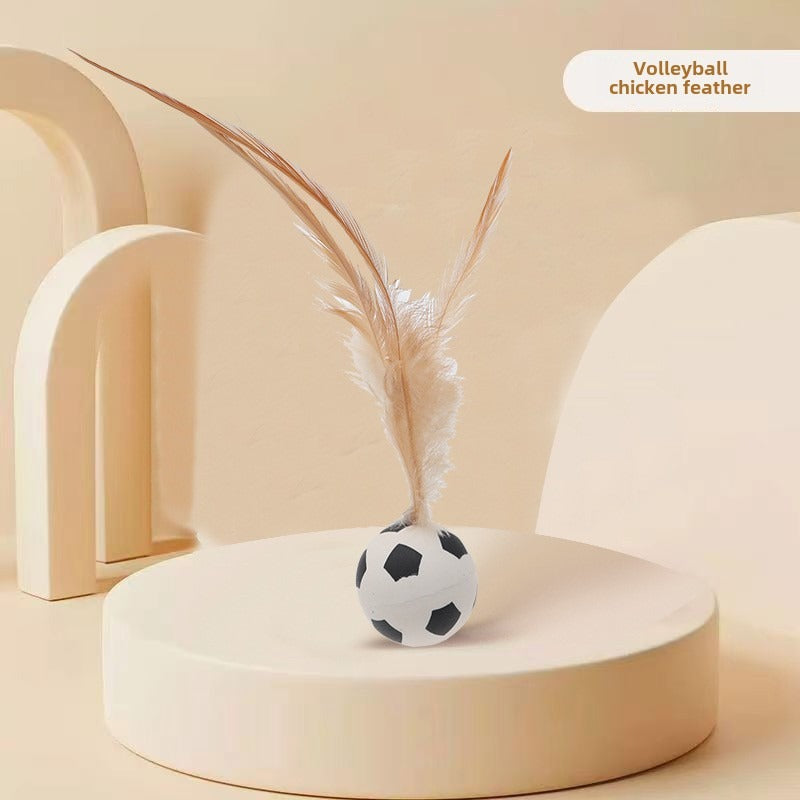 AEELLEEA-Cat Feather Toy Balls 3Pcs Interactive Sports Shape Kitten Play Balls Indoor Cat Entertainment Toys