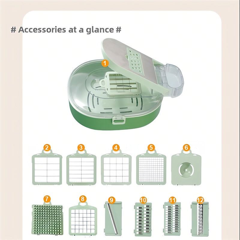 AEELLEEA-Multifunctional Vegetable Slicer, 20Pcs Manual Food Grater, Handheld Veggie Cutter for Potato Onion Carrot, Kitchen Prep Tool