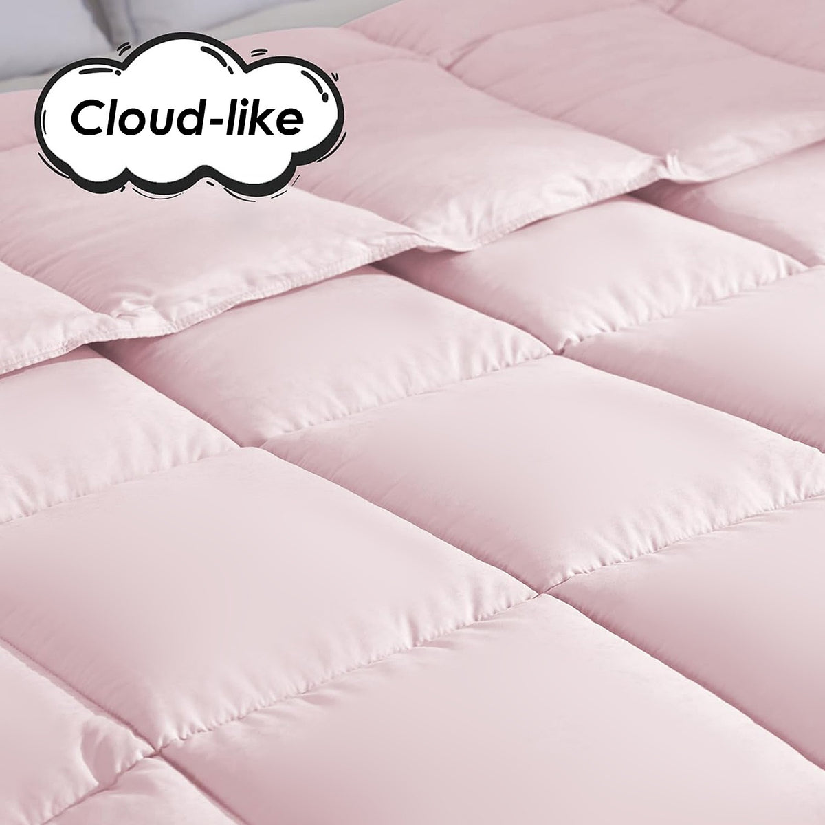 AEELLEEA-Pink Quilted Comforter, Soft Warm Bedding, Christmas Gift for Bedroom Hotel, Machine Washable Lightweight Bed Comforter