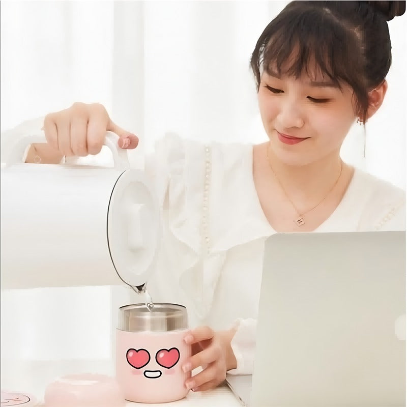 AEELLEEA-Mini Insulated Bottle 280ml Portable Small Thermal Cup, Leakproof Travel Drink Container For Hot Cold Drinks Pink