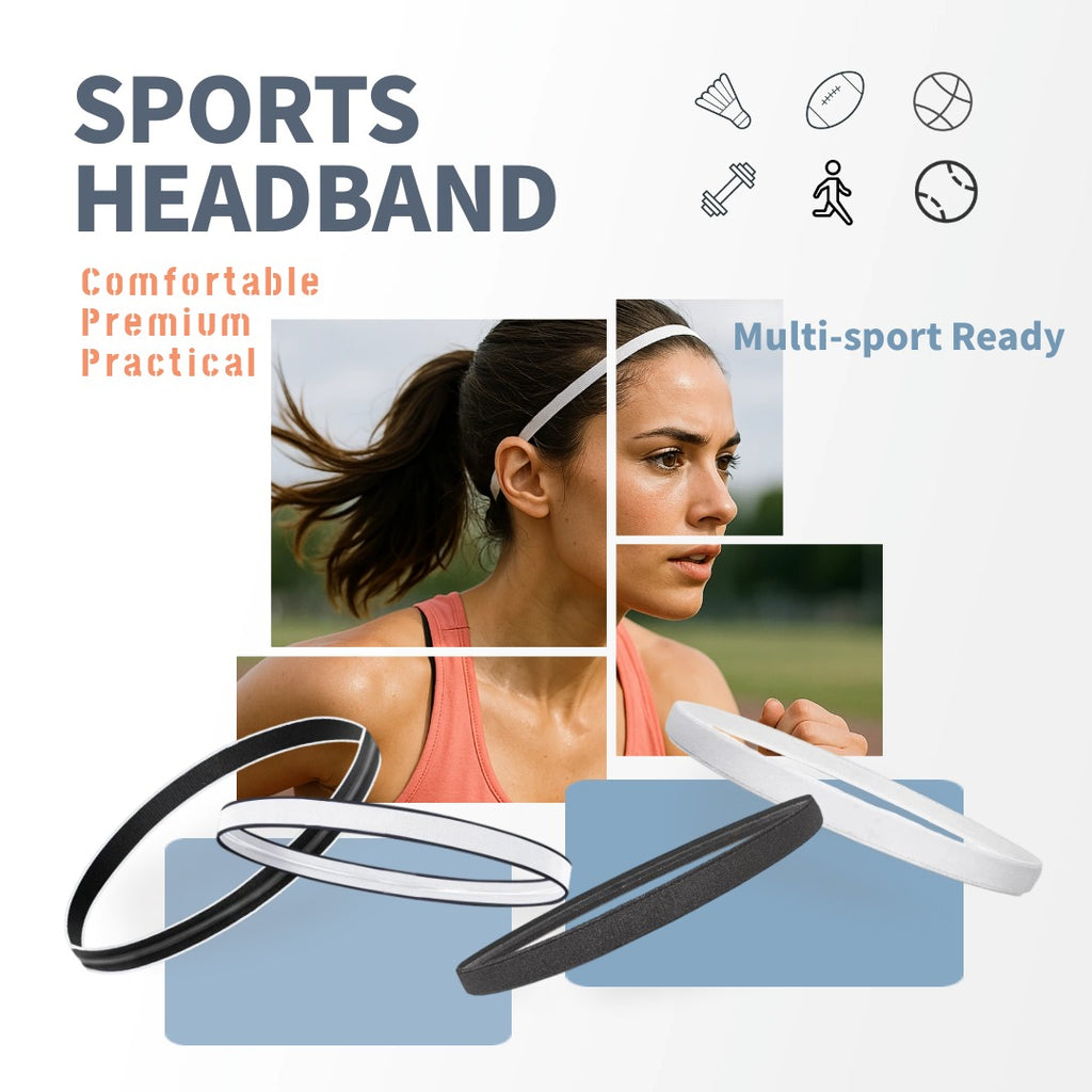 AEELLEEA-4 Pack Sports Headbands, Soft Stretchy Sweat Absorbent Workout Headbands for Running Yoga Fitness, Unisex Non Slip Elastic Hairbands