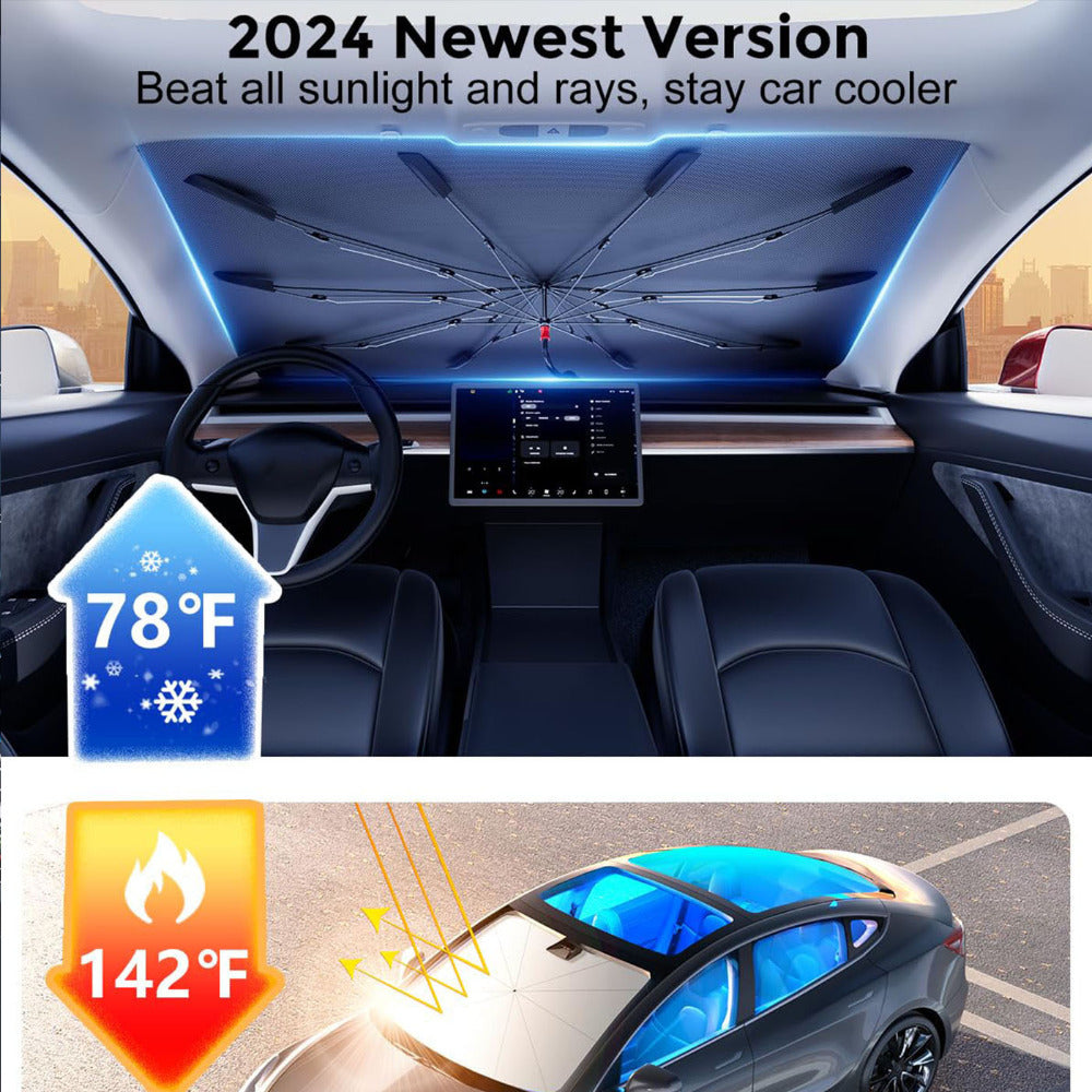 AEELLEEA-Car Windshield Sun Shade, Foldable Auto Sun Visor, UV Protection Heat Insulation Sun Shield for Most Vehicles