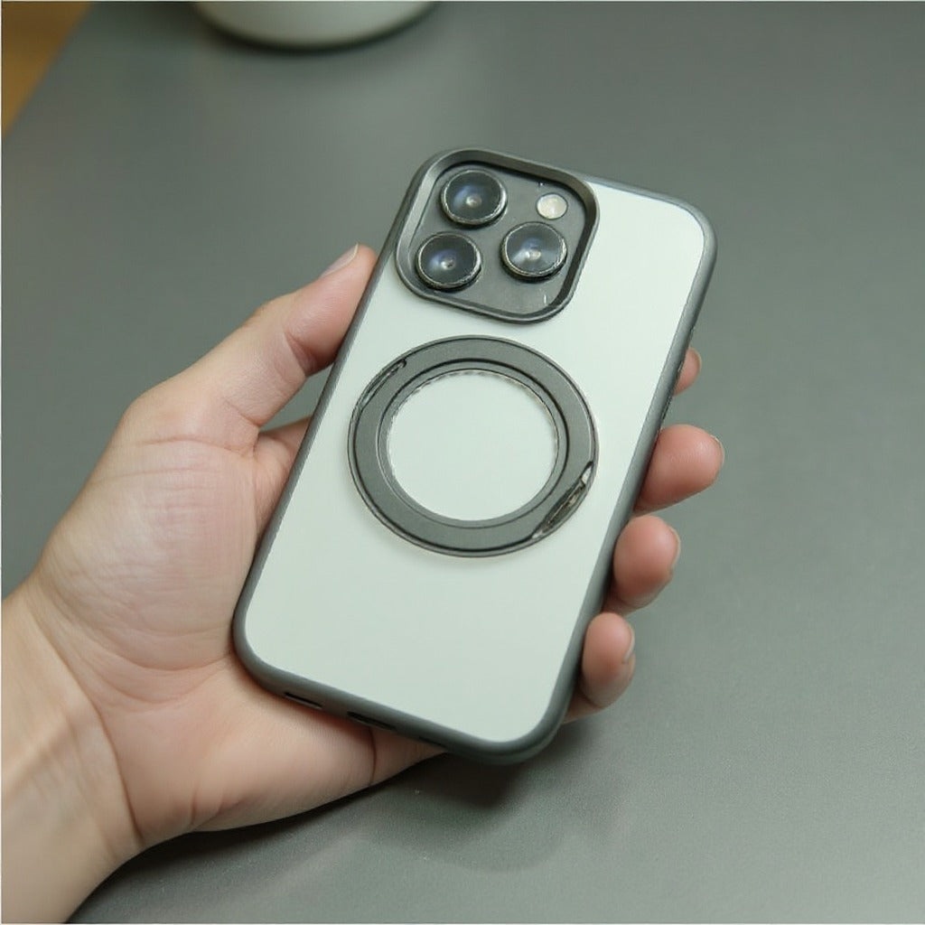 AEELLEEA-Magnetic Rotating Ring Stand Phone Case for iPhone 16 Pro Max Matte Anti-Scratch Protective Cover