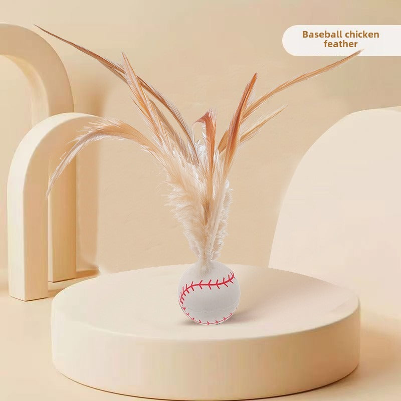 AEELLEEA-Cat Feather Toy Balls 3Pcs Interactive Sports Shape Kitten Play Balls Indoor Cat Entertainment Toys