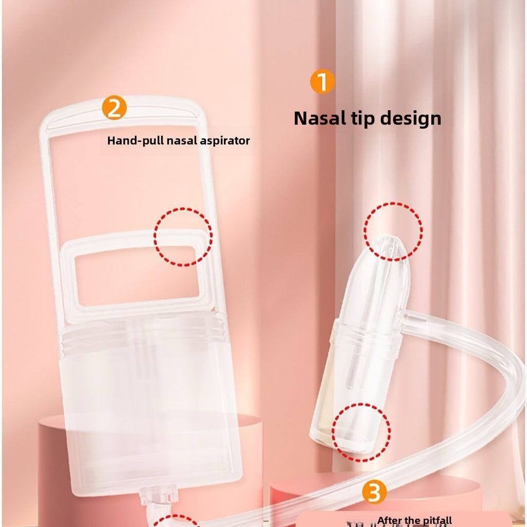 AEELLEEA-Manual Nasal Aspirator with Anti-Backflow Design Soft Silicone Tip Portable Nose Cleaner for Babies and Toddlers