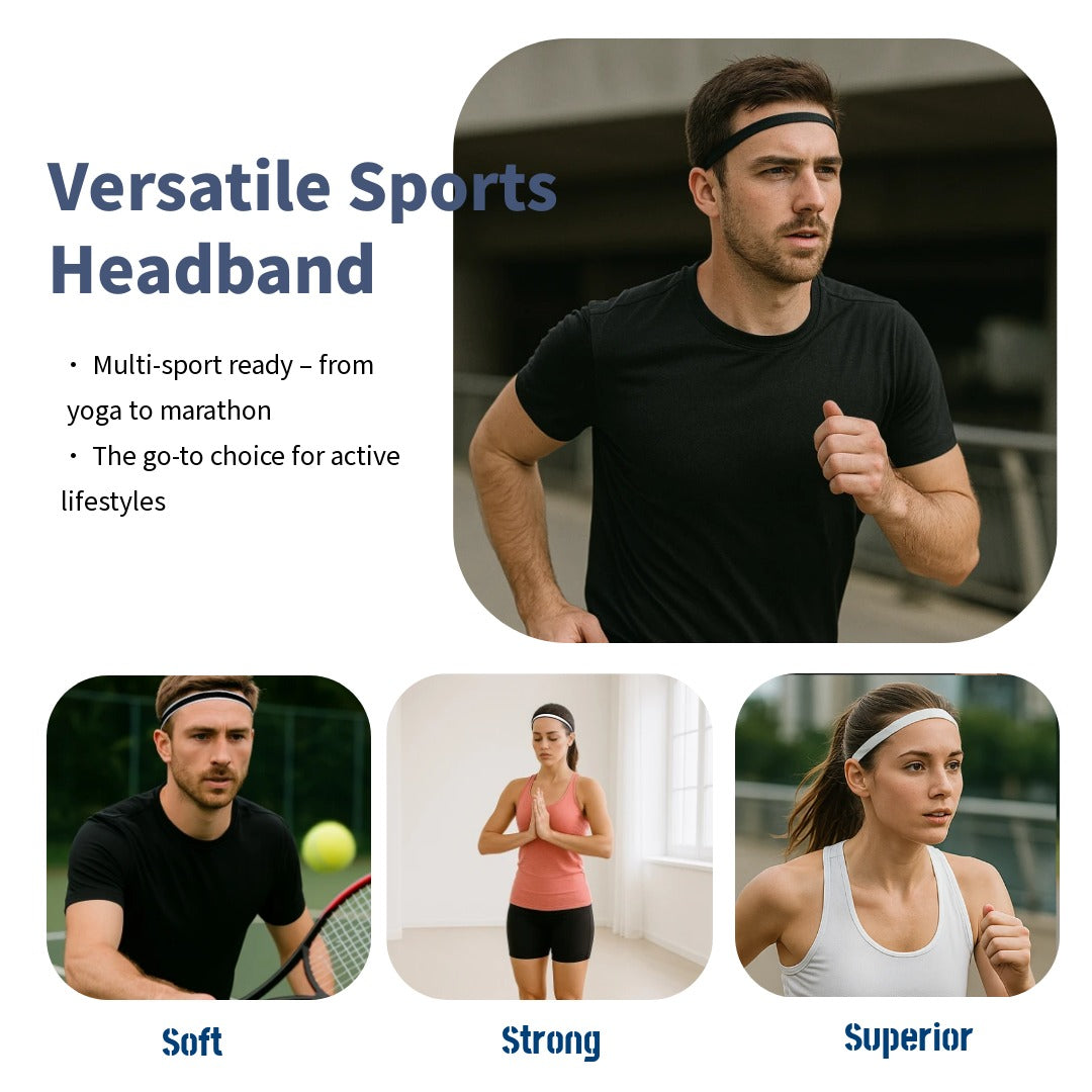 AEELLEEA-4 Pack Sports Headbands, Soft Stretchy Sweat Absorbent Workout Headbands for Running Yoga Fitness, Unisex Non Slip Elastic Hairbands