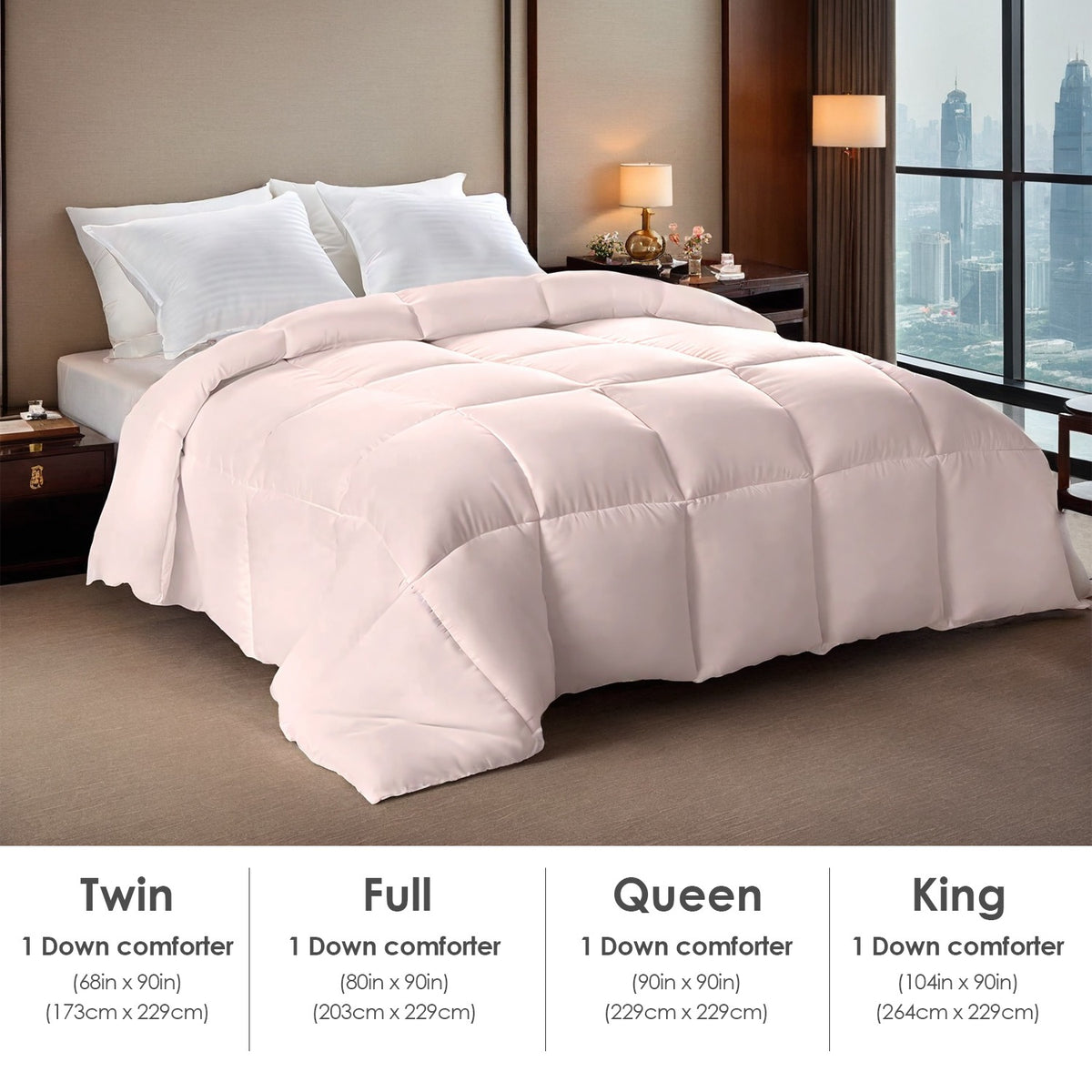 AEELLEEA-Pink Quilted Comforter, Soft Warm Bedding, Christmas Gift for Bedroom Hotel, Machine Washable Lightweight Bed Comforter