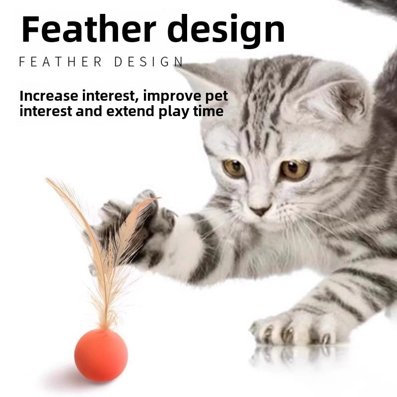 AEELLEEA-Cat Feather Toy Balls 3Pcs Interactive Sports Shape Kitten Play Balls Indoor Cat Entertainment Toys