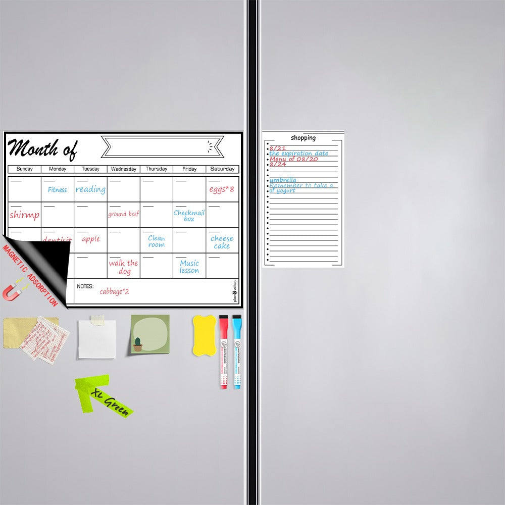 AEELLEEA- Magnetic Fridge Planner Dry Erase Board, Reusable Refrigerator Calendar Message Board for Home Kitchen Note Taking