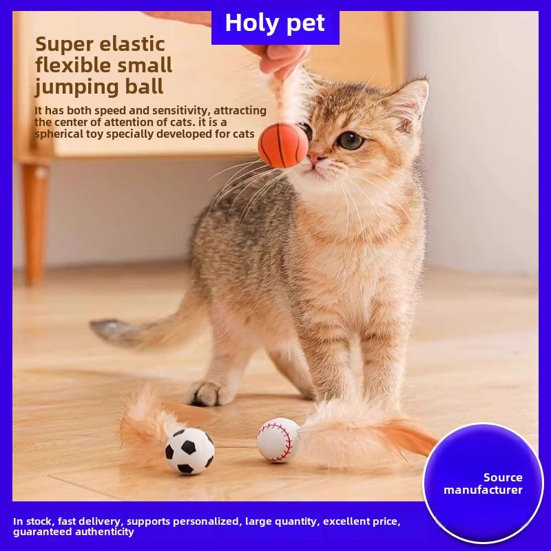 AEELLEEA-Cat Feather Toy Balls 3Pcs Interactive Sports Shape Kitten Play Balls Indoor Cat Entertainment Toys