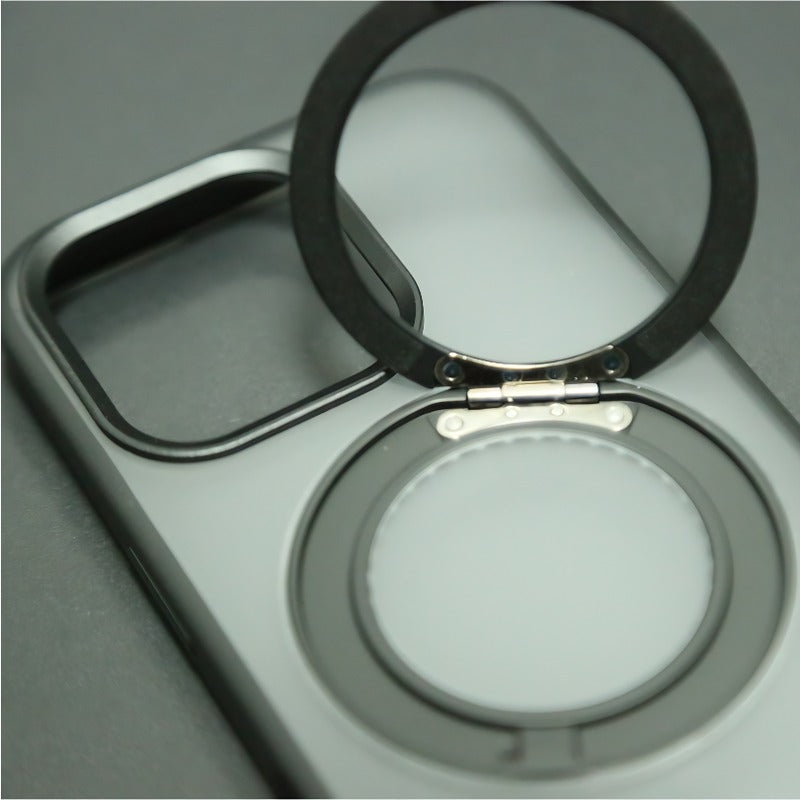 AEELLEEA-Magnetic Rotating Ring Stand Phone Case for iPhone 15 Pro Matte Anti-Scratch Protective Cover