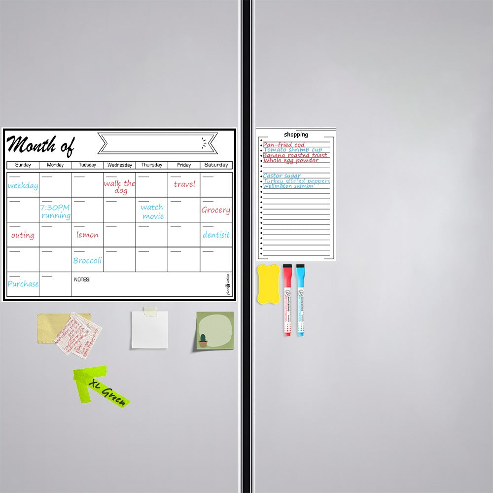 AEELLEEA- Magnetic Fridge Planner Dry Erase Board, Reusable Refrigerator Calendar Message Board for Home Kitchen Note Taking