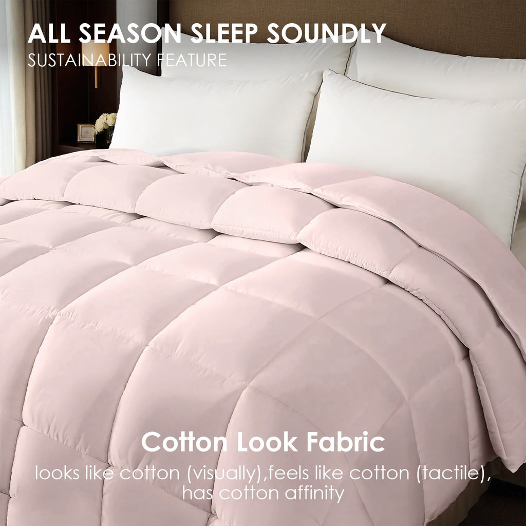 AEELLEEA-Pink Quilted Comforter, Soft Warm Bedding, Christmas Gift for Bedroom Hotel, Machine Washable Lightweight Bed Comforter
