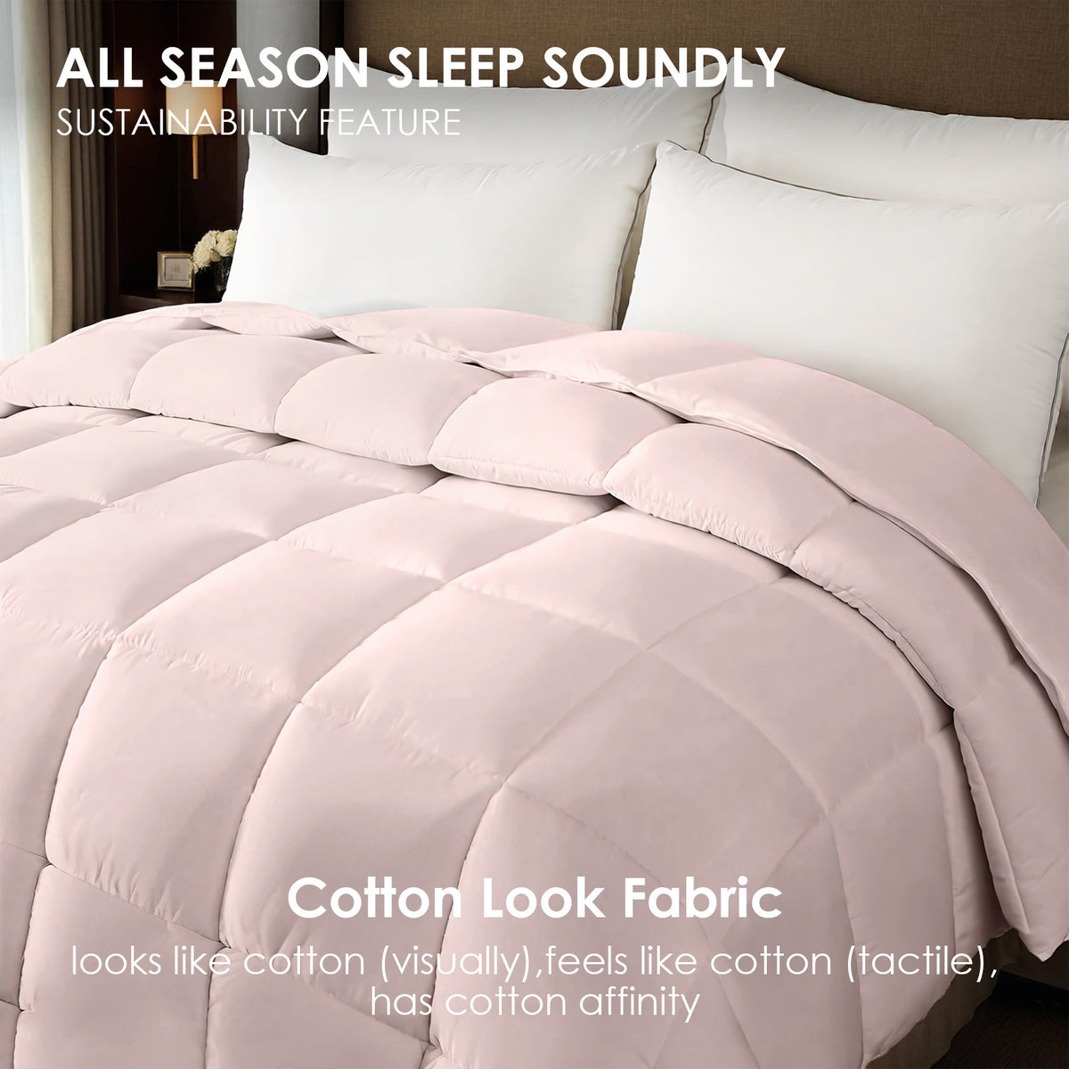 AEELLEEA-Pink Quilted Comforter, Soft Warm Bedding, Christmas Gift for Bedroom Hotel, Machine Washable Lightweight Bed Comforter