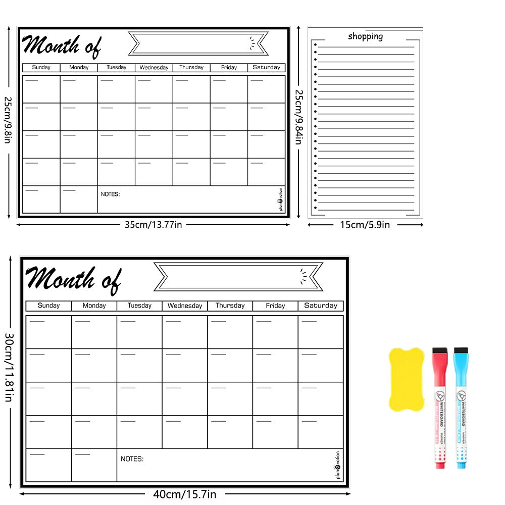 AEELLEEA- Magnetic Fridge Planner Dry Erase Board, Reusable Refrigerator Calendar Message Board for Home Kitchen Note Taking