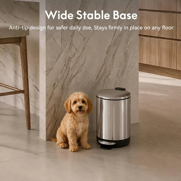 SSTC001-3L-S 3L Stainless Steel Pedal Trash Can, Compact Kitchen Waste Bin with Removable Inner Bucket