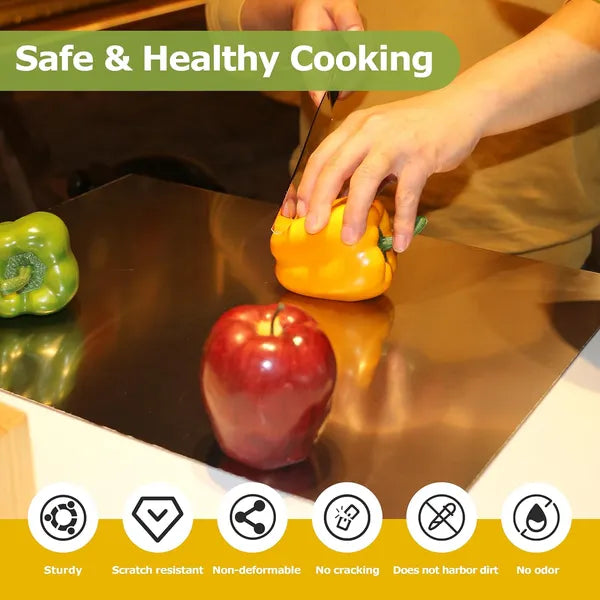 AEELLEEA-304 Stainless Steel Cutting Board with Sealed Lid, Antibacterial Large Kitchen Countertop Board for Meat Vegetable Dough Kneading