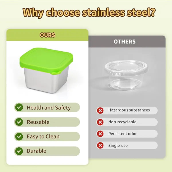 6oz Stainless Steel Snack Box, Small Reusable Food Storage Container with Leakproof Silicone Lid for Nuts Fruits Sauce