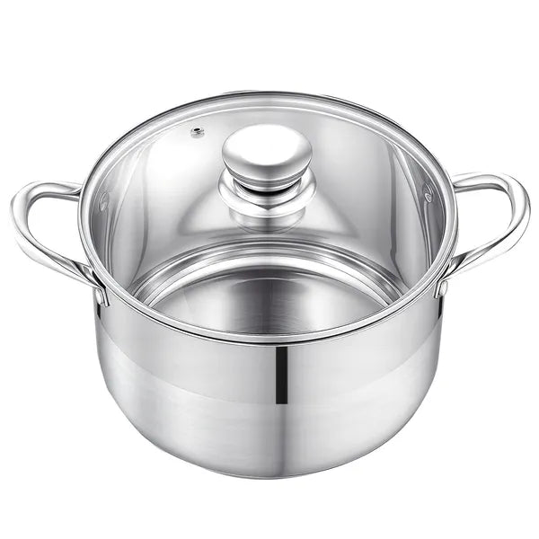 8 Quart Stainless Steel Stock Pot with Lid, Large Capacity Soup Pot for Induction, Gas & Electric Stovetop