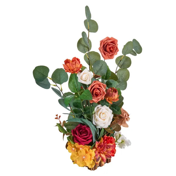 Aeelleea 4 Pack 17.5in Tall Standing Artificial Orange Flower Arrangements, Wedding Aisle Chair Floral Centerpieces for Ceremony, Reception & Outdoor Decor