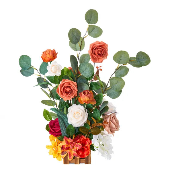 Aeelleea 4 Pack 17.5in Tall Standing Artificial Orange Flower Arrangements, Wedding Aisle Chair Floral Centerpieces for Ceremony, Reception & Outdoor Decor