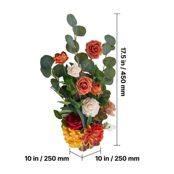 Aeelleea 4 Pack 17.5in Tall Standing Artificial Orange Flower Arrangements, Wedding Aisle Chair Floral Centerpieces for Ceremony, Reception & Outdoor Decor