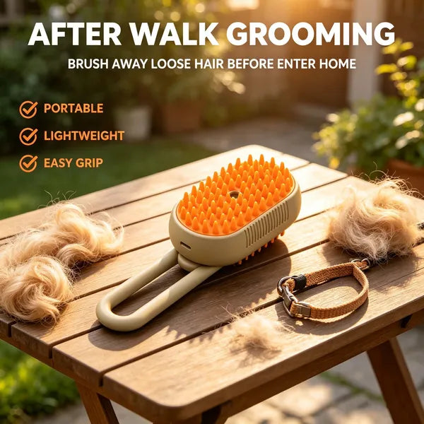 Aeelleea Steam Spray Pet Grooming Brush, Silicone Massage Shedding Hair Comb, Reusable Dog Cat Cleaning Tool