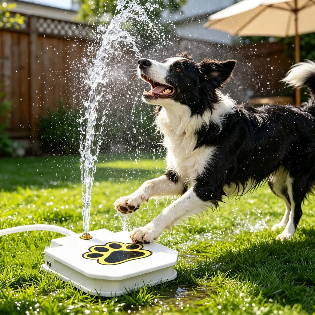 Step-On Activated Dog Water Dispenser, Outdoor Pet Drinking Fountain with 2-Way Splitter, Heavy-Duty Iron for Yard & Garden