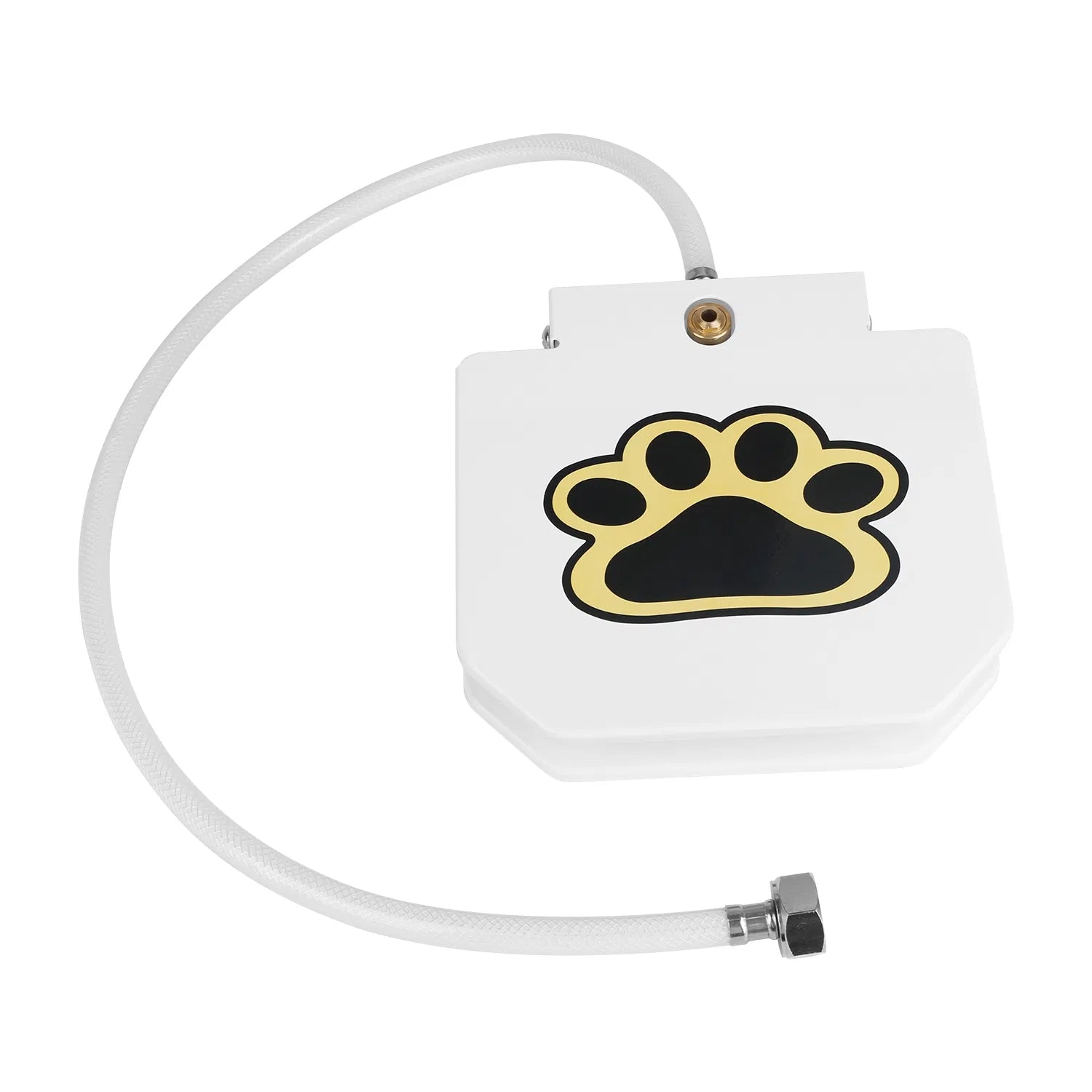 Step-Activated Dog Water Fountain, Outdoor Pet Drinking Fountain with Garden Hose & 2-Way Splitter - White