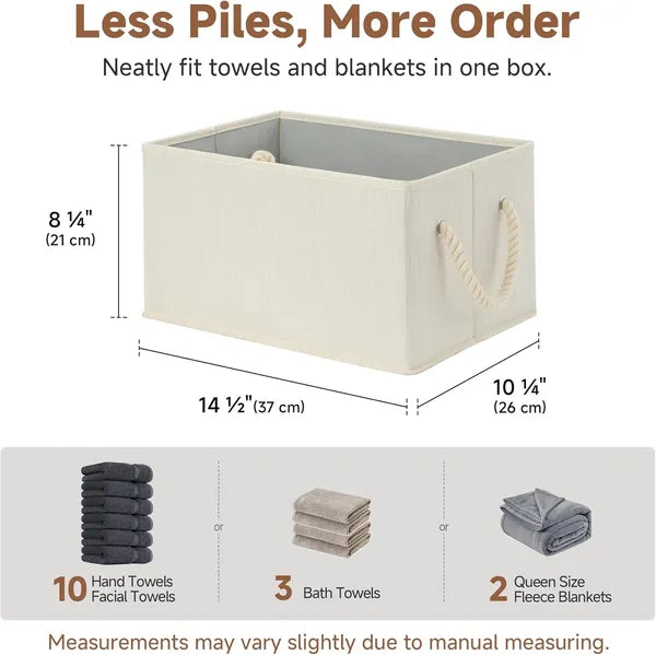 3 Pack Foldable Fabric Storage Bins, Collapsible Organizer Boxes with Reinforced Handles for Closet Clothes Toys