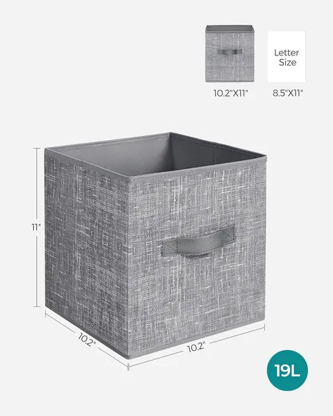 6-Pack Foldable Fabric Storage Cubes with Handles, 11-Inch Gray Closet Organizer Bins for Shelves