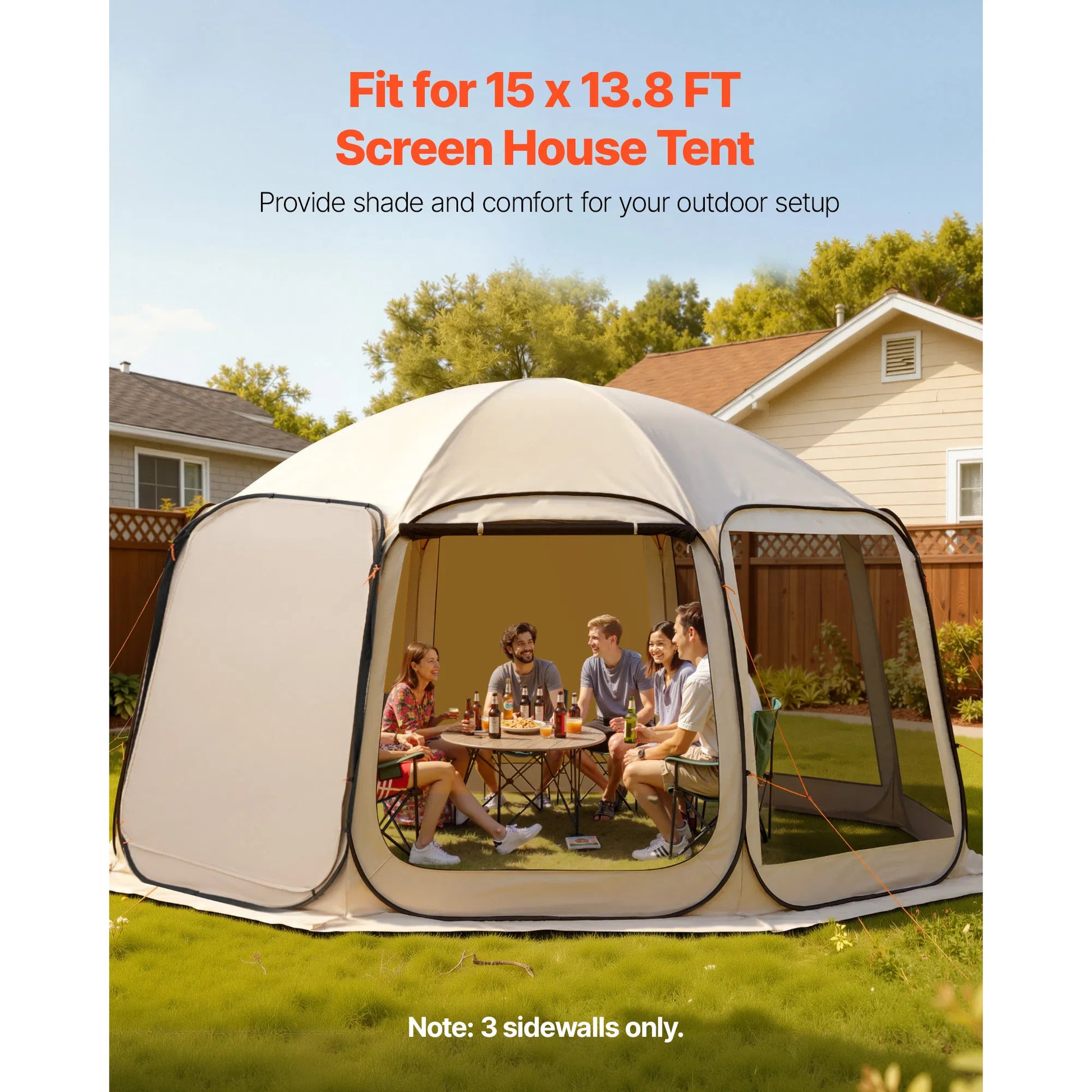 3 Pack Side Walls for 15 x 13.8 FT Screen House Tent, 300D Oxford Waterproof UV-Resistant Side Panels with Quick Buckles for Outdoor Camping Patio Shade