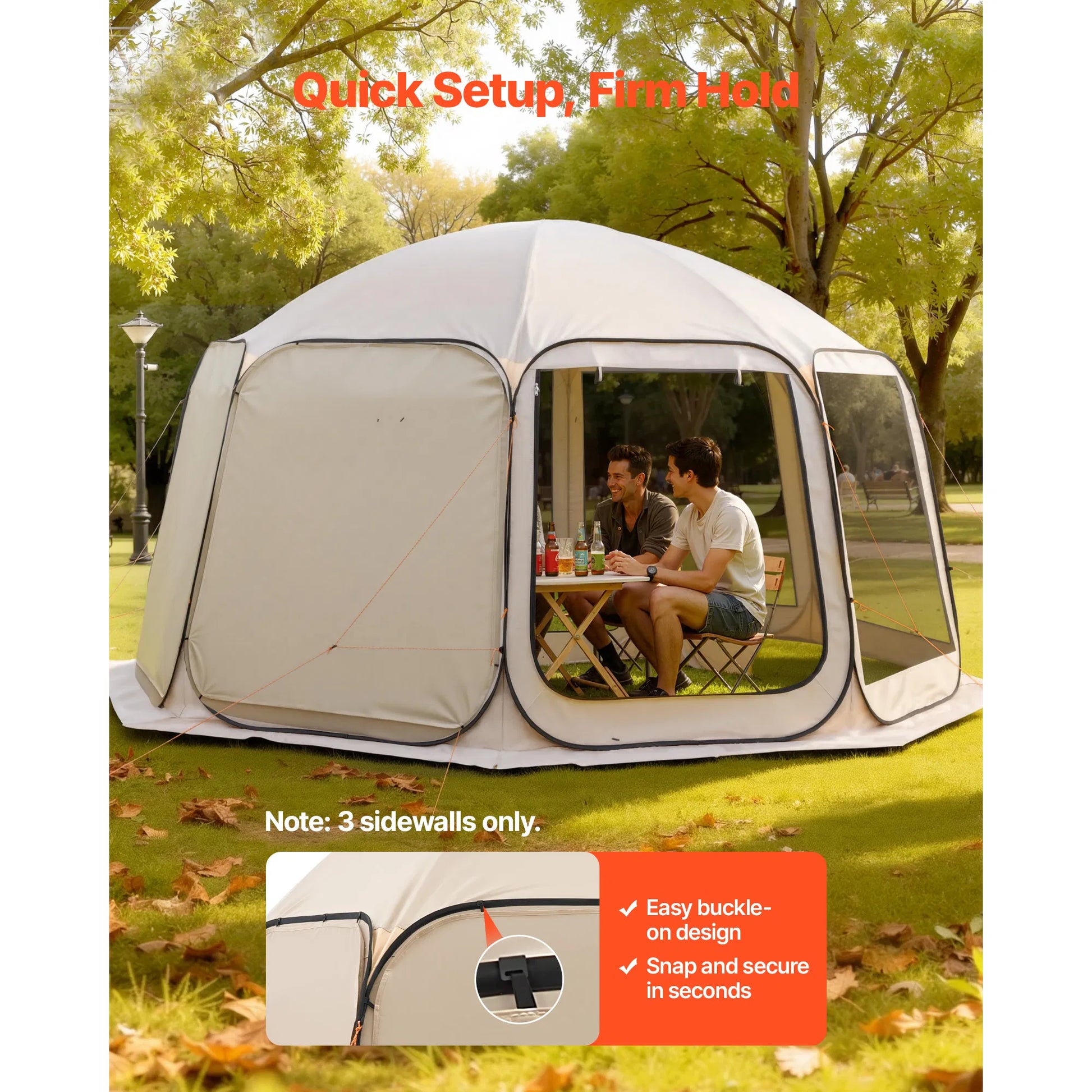 3 Pack Side Walls for 15 x 13.8 FT Screen House Tent, 300D Oxford Waterproof UV-Resistant Side Panels with Quick Buckles for Outdoor Camping Patio Shade